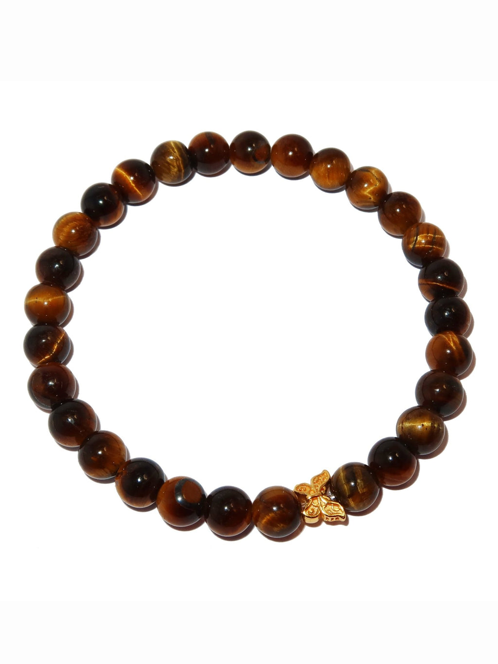 Elegantes Tigerauge und 24K Vergoldeter Silber - Schmetterling Armband für Damen - stilvoll & kraftvoll - YuCharm