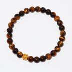 Elegantes Tigerauge und 24K Vergoldetes Silber - Kleeblatt Armband für Damen - stilvoll & kraftvoll - YuCharm