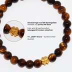 Elegantes Tigerauge und 24K Vergoldetes Silber - Kleeblatt Armband für Damen - stilvoll & kraftvoll - YuCharm