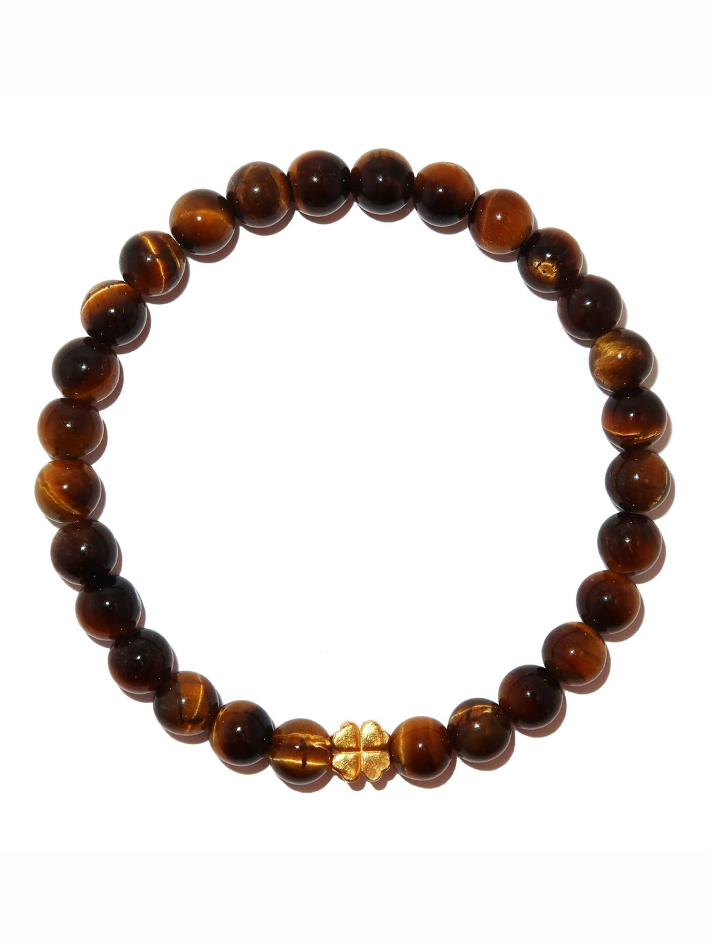 Elegantes Tigerauge und 24K Vergoldetes Silber - Kleeblatt Armband für Damen - stilvoll & kraftvoll - YuCharm