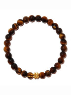 Elegantes Tigerauge und 24K Vergoldetes Silber - Kleeblatt Armband für Damen - stilvoll & kraftvoll - YuCharm