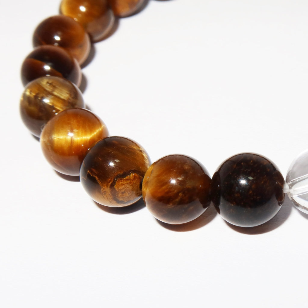 Elegantes Tigerauge und Bergkristall Armband für Damen - stilvoll & kraftvoll - YuCharm