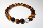 Elegantes Tigerauge und Bergkristall Armband für Damen - stilvoll & kraftvoll - YuCharm