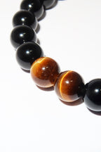 Elegantes Tigerauge und Schwarzer Obsidian Armband für Damen - stilvoll & kraftvoll - YuCharm