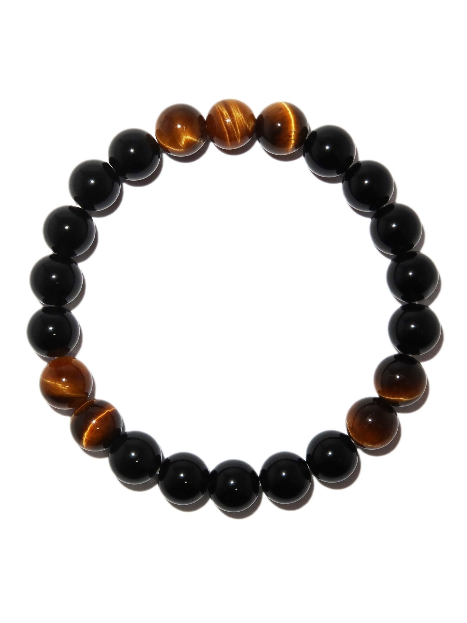 Elegantes Tigerauge und Schwarzer Obsidian Armband für Damen - stilvoll & kraftvoll - YuCharm
