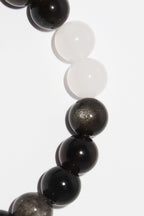 Elegantes Weißer Achat und Silberobsidian Armband für Damen - stilvoll & kraftvoll - YuCharm