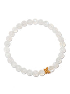 Elegantes Weißer Mondstein und 24K Vergoldetes Silber - Kleeblatt Armband für Damen - stilvoll & kraftvoll - YuCharm