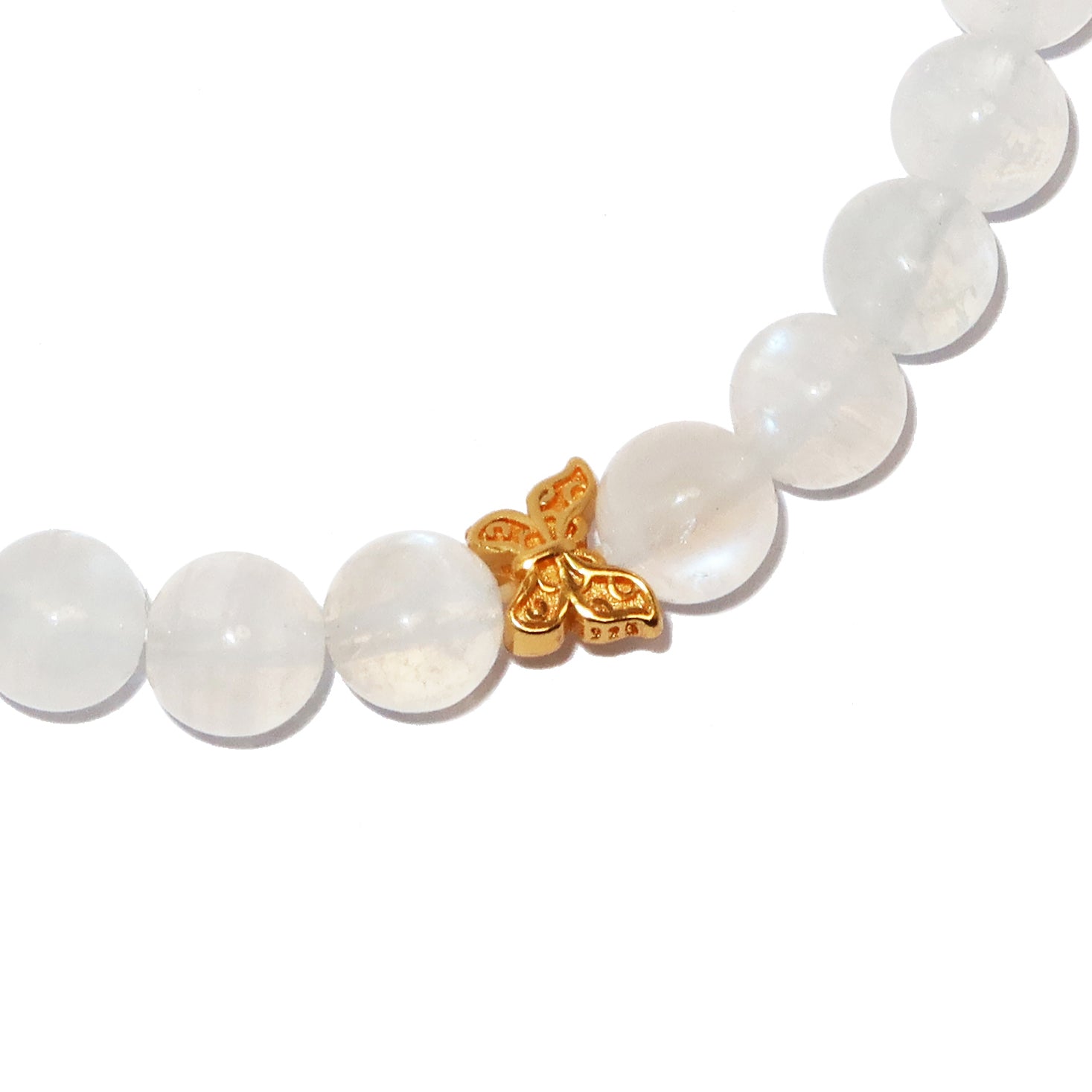 Elegantes Weißer Mondstein und 24K Vergoldetes Silber - Kleeblatt Armband für Damen - stilvoll & kraftvoll - YuCharm