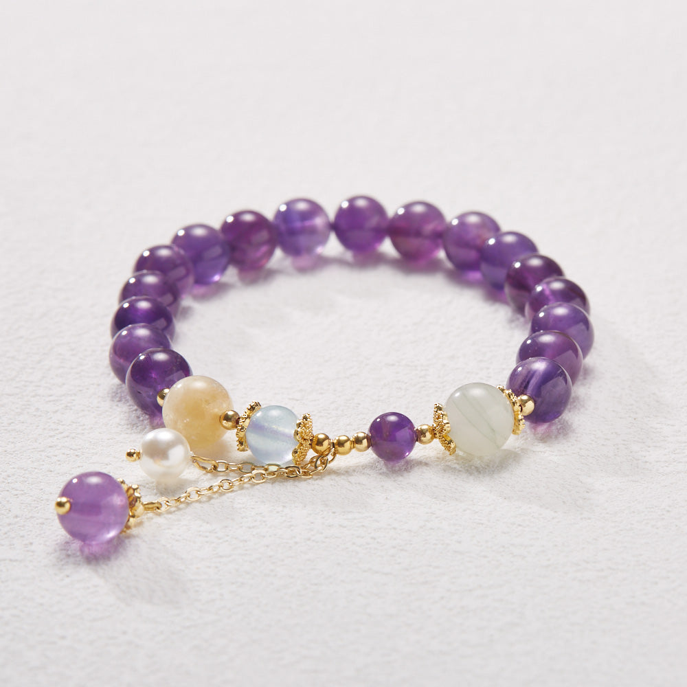 Nischendesign natürliches 8MM Amethyst Armband für Frauen hängende Perlenquasten für Frauen Armband Schmuck Freundinnen Geschenk Großhandel