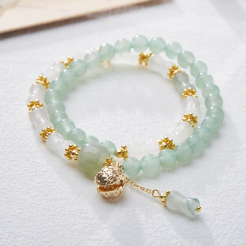 Natürliches Tianshan-Smaragd-Bambus-Armband, grüner Aventurin, grünes Gold, Jade, schluckendes Gold, Beast Bell, hochwertiges Armband im Großhandel  innerhalb eines Jahres 8