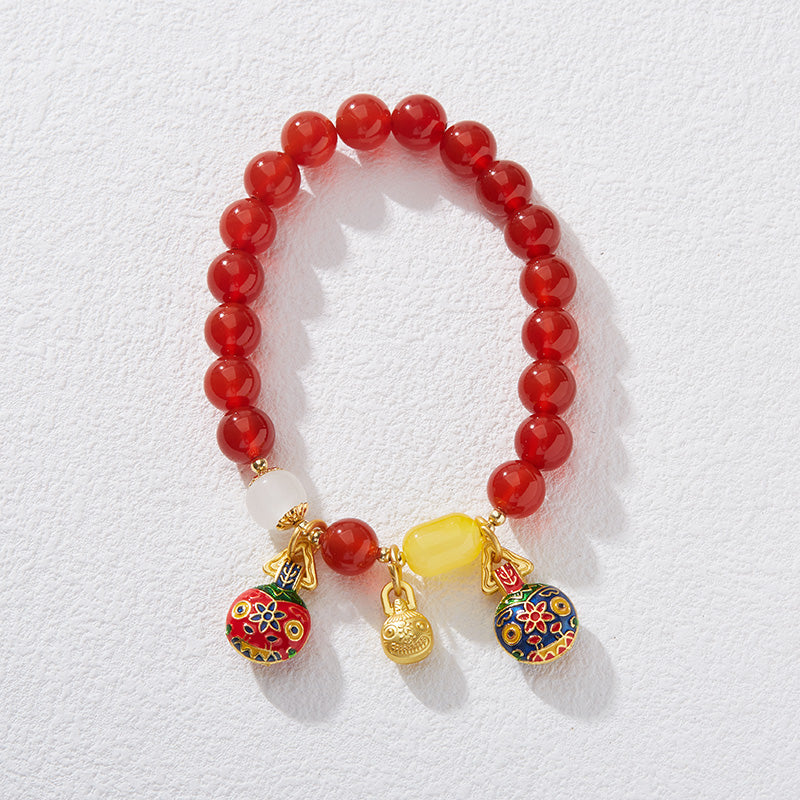 Neue chinesische Art-natürlicher roter Achat-Goldschluckendes Tier-Armband-Frauen-Jahr des Tierkreis-Retrostil-Armband-Schmucksache-Geschenk-Großhandels