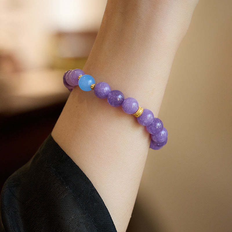 Natürliches violettes Armband für Frauen, neuer chinesischer Stil, cool und romantisch, lila Chalcedon-Armband, Frühlings- und Sommerarmband im Großhandel