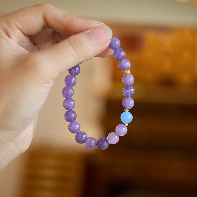 Natürliches violettes Armband für Frauen, neuer chinesischer Stil, cool und romantisch, lila Chalcedon-Armband, Frühlings- und Sommerarmband im Großhandel