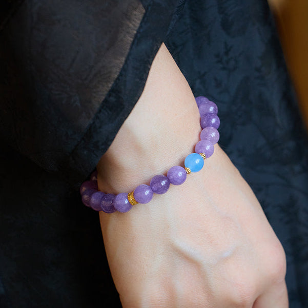 Natürliches violettes Armband für Frauen, neuer chinesischer Stil, cool und romantisch, lila Chalcedon-Armband, Frühlings- und Sommerarmband im Großhandel