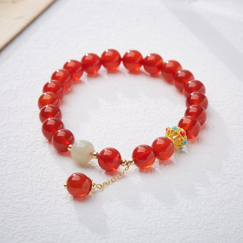 Natürliches rotes Achat-Armband für Frauen, Hetian Jade Road, schmale Taille, viel Glück, High-End-Armband, Geschenk für Freundin, Großhandel