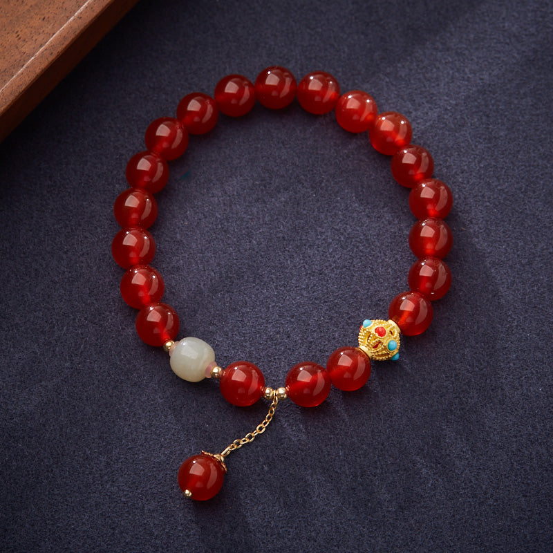 Natürliches rotes Achat-Armband für Frauen, Hetian Jade Road, schmale Taille, viel Glück, High-End-Armband, Geschenk für Freundin, Großhandel