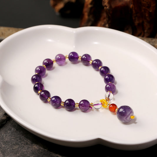 Chinesischer Stil natürliches lila Armband Kristall Einzelkreis Amethyst Armband Anhänger Paar süßer Schmuck Männer und Frauen kleine Geschenke